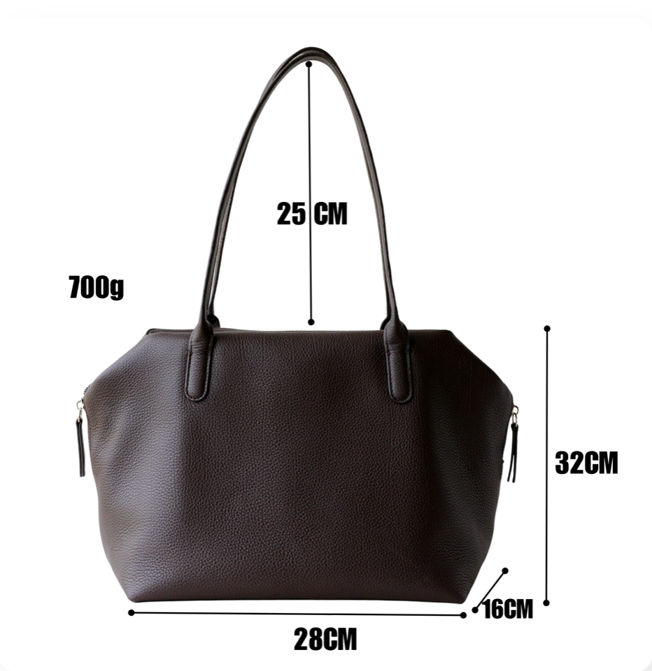 Soft grain leather tote