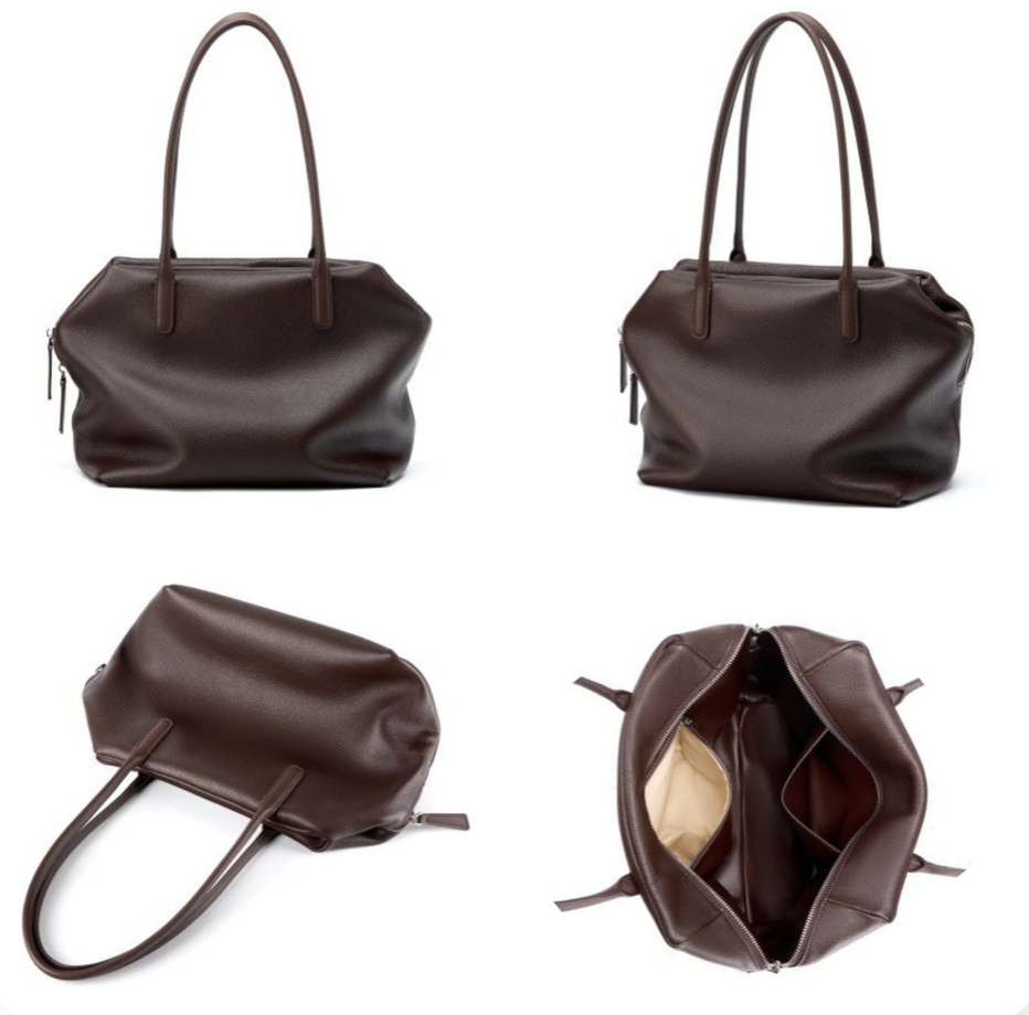 Soft grain leather tote