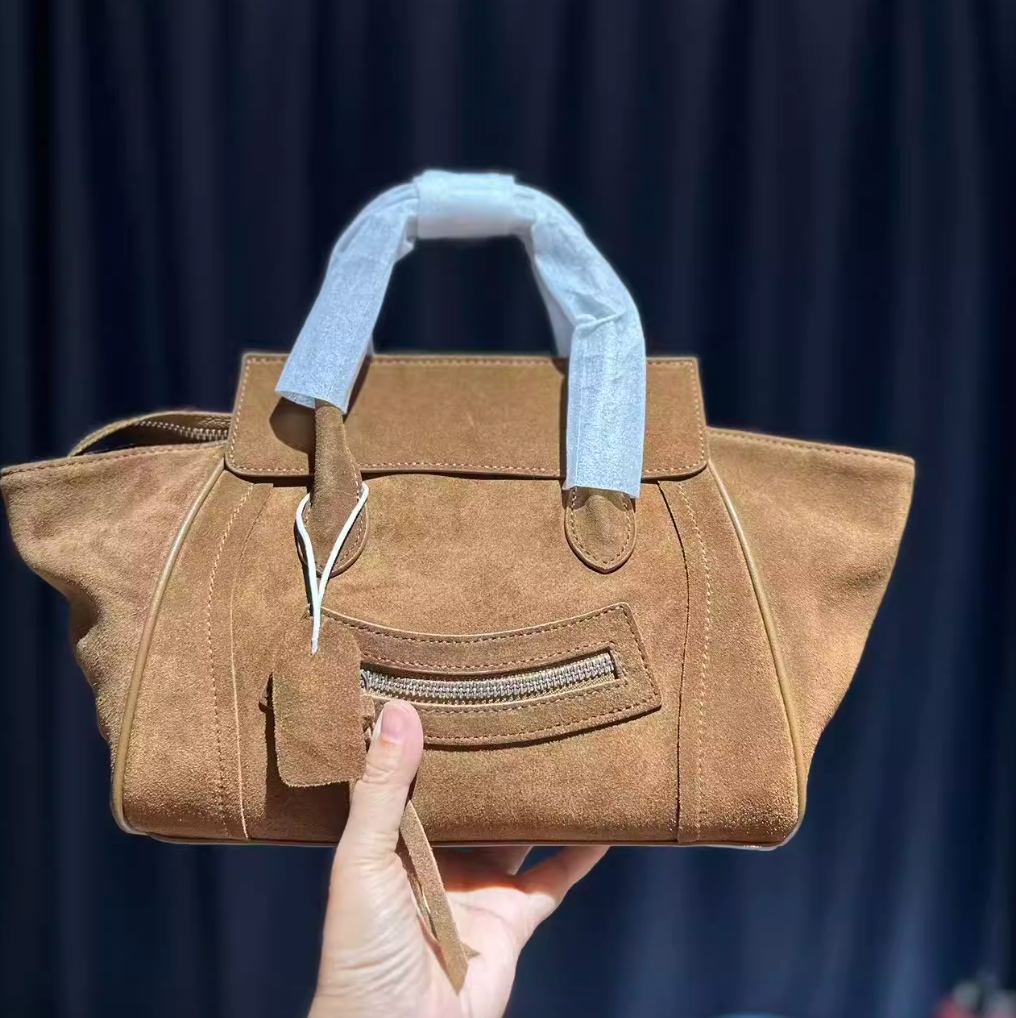Smiley Suede leather tote