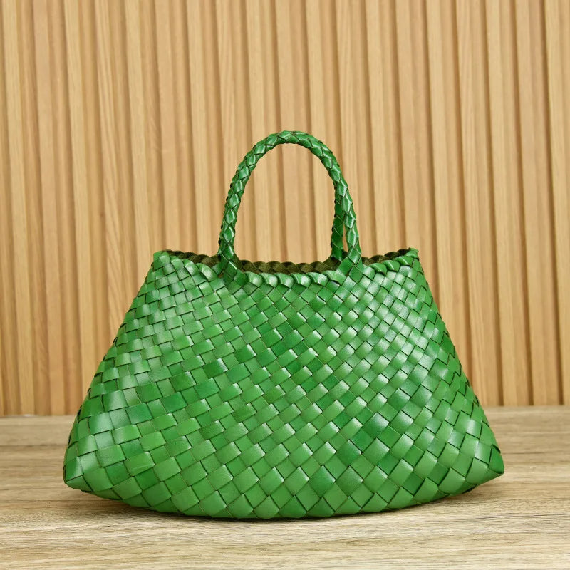 Retro hand-woven first-layer cowhide shoulder bag