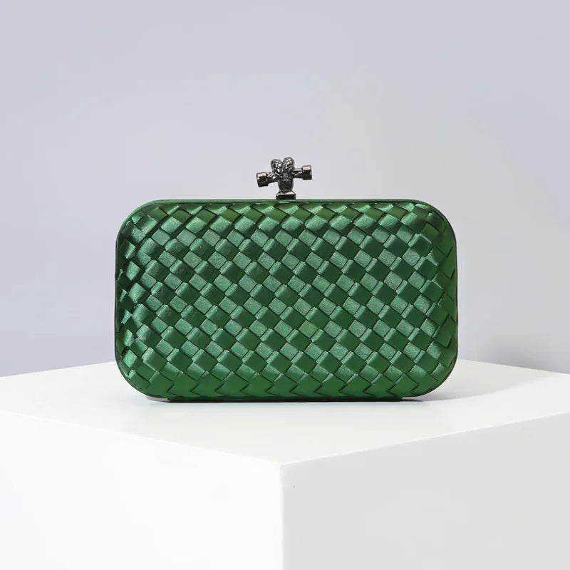 Woven Silk Faille Knot Clutch