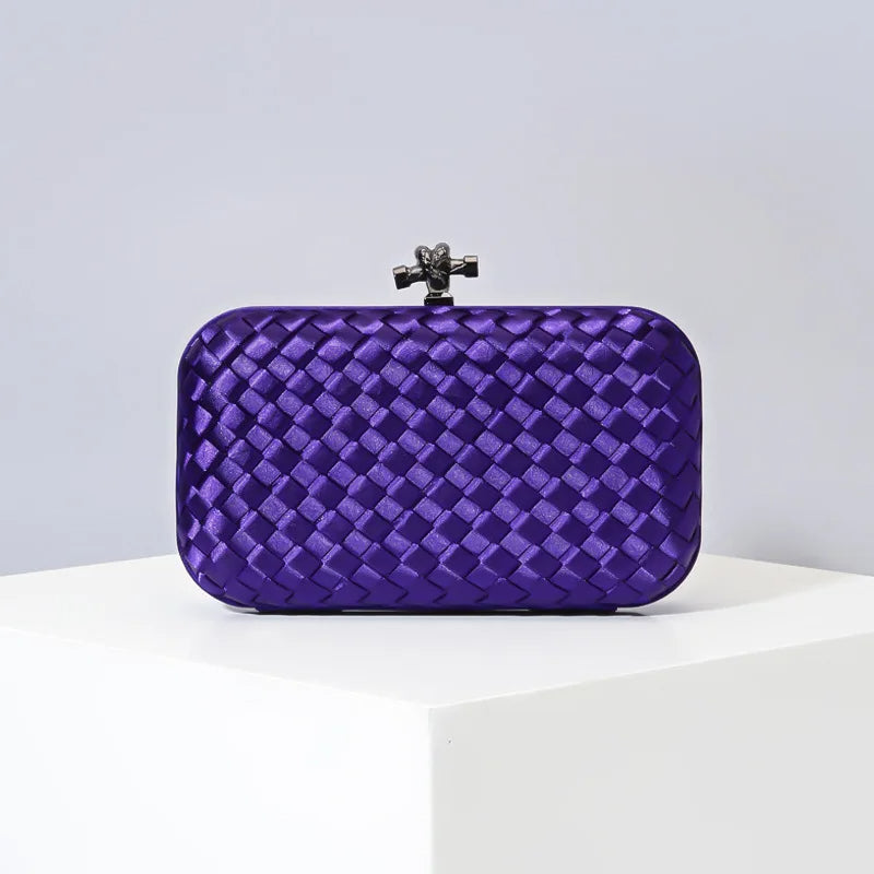 Woven Silk Faille Knot Clutch