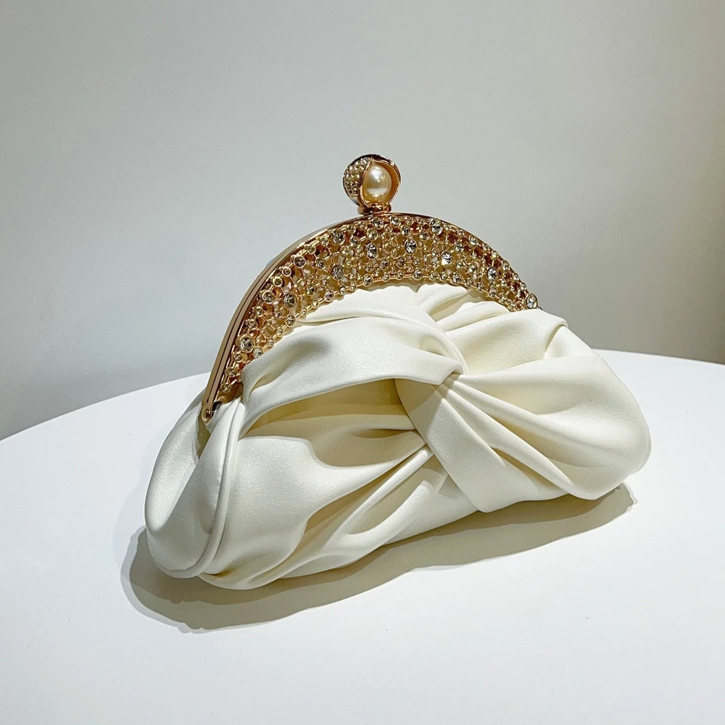 Pearl &amp; Crystal Embellished Evening Clutch