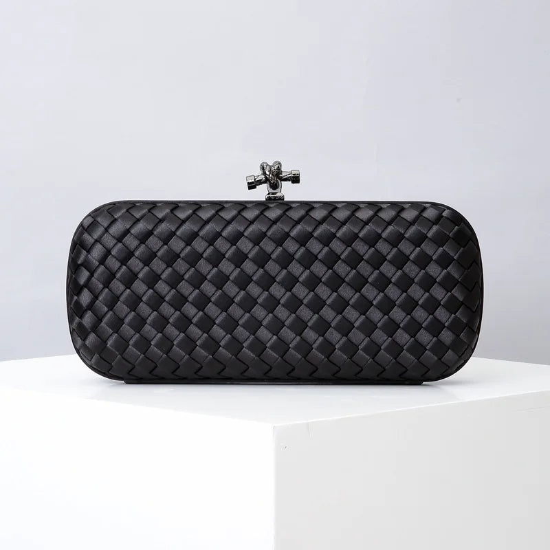 Woven Silk Faille Knot Clutch