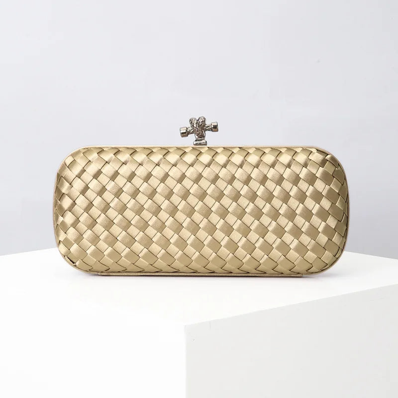 Woven Silk Faille Knot Clutch