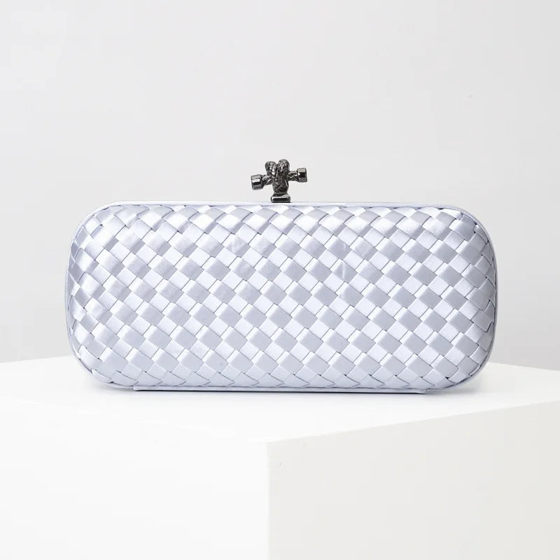 Woven Silk Faille Knot Clutch