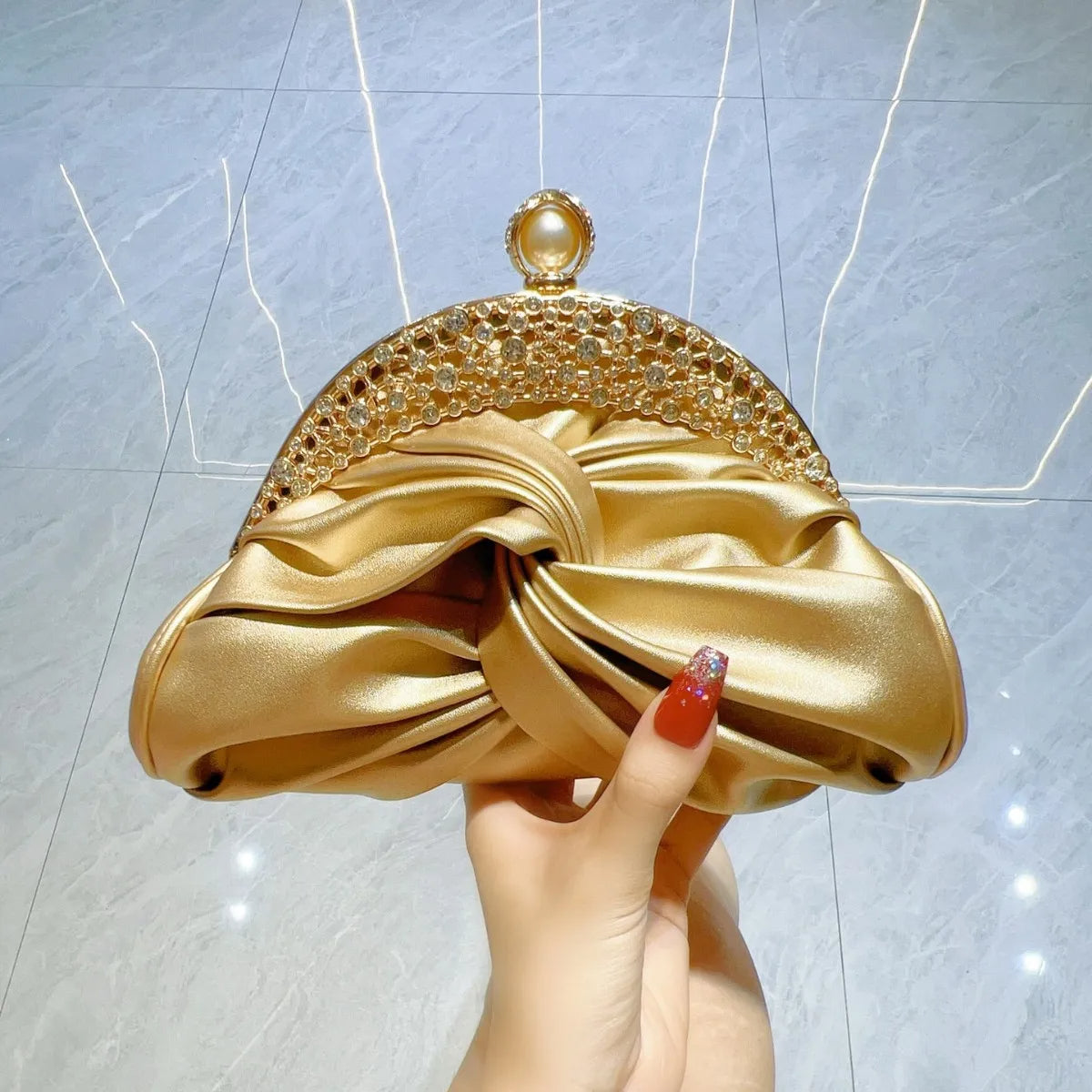 Pearl &amp; Crystal Embellished Evening Clutch