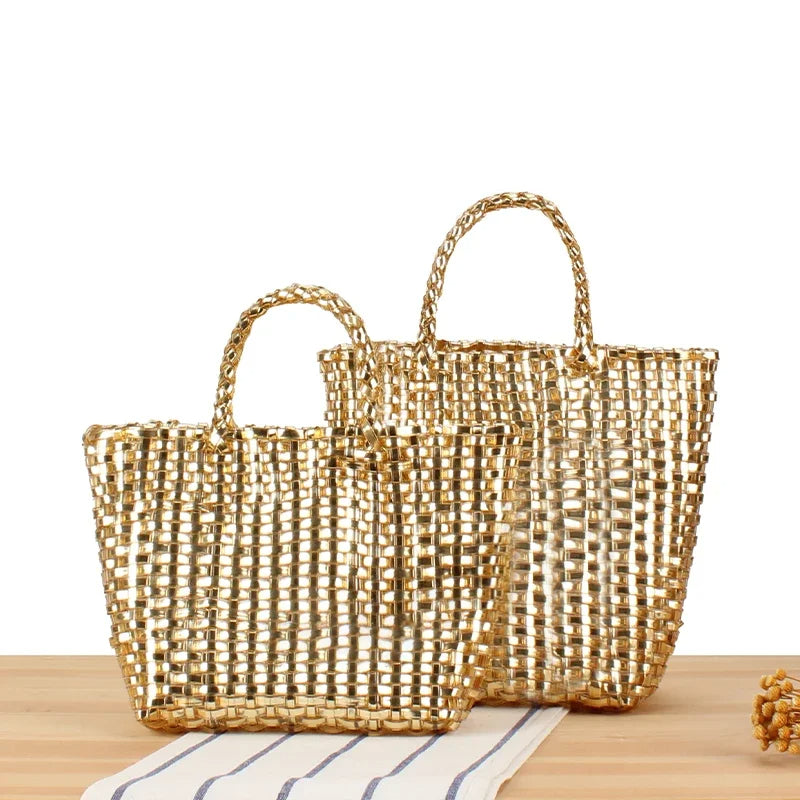 Gold vinyl woven bag