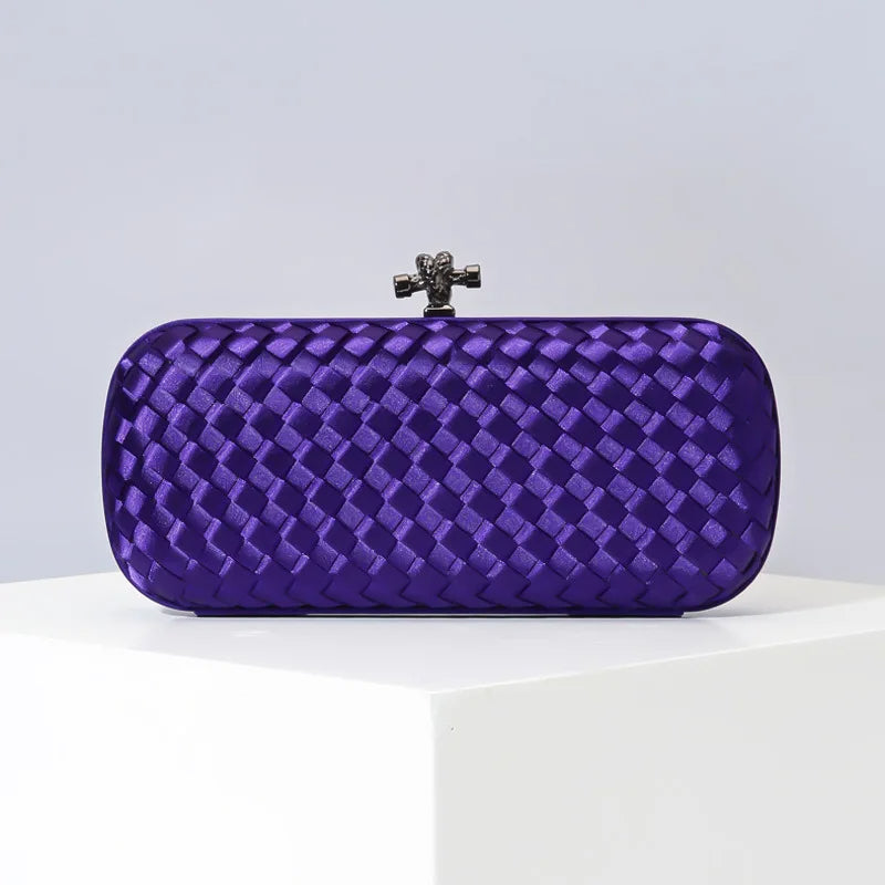 Woven Silk Faille Knot Clutch