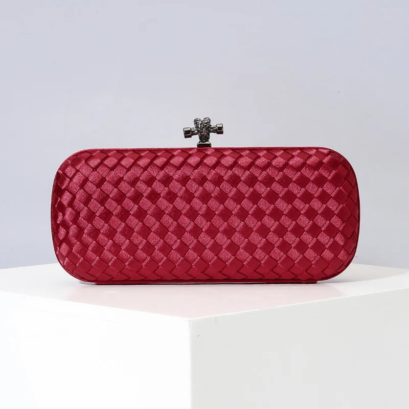 Woven Silk Faille Knot Clutch