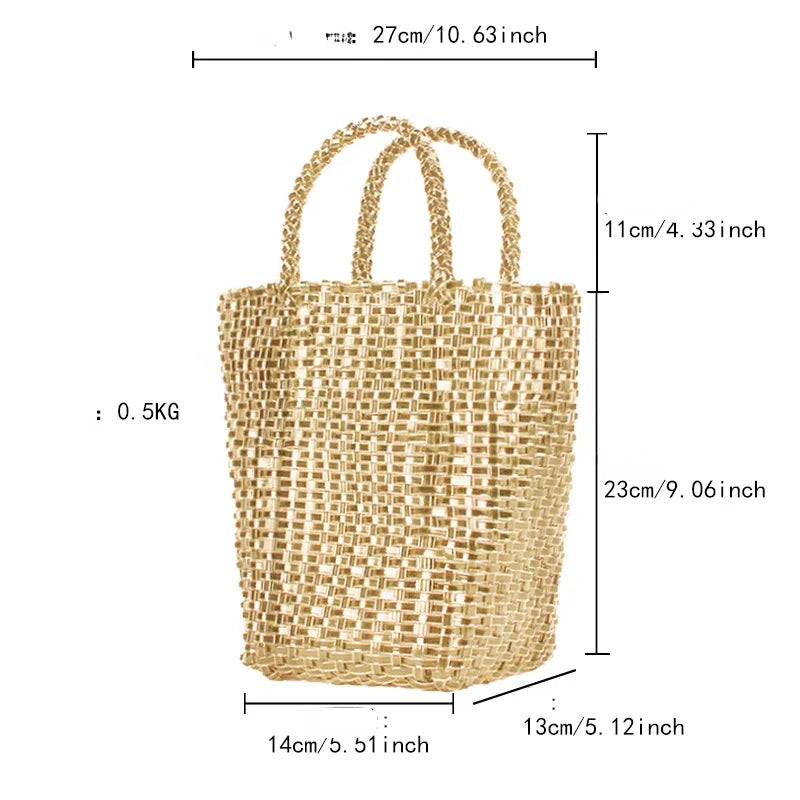 Gold vinyl woven bag