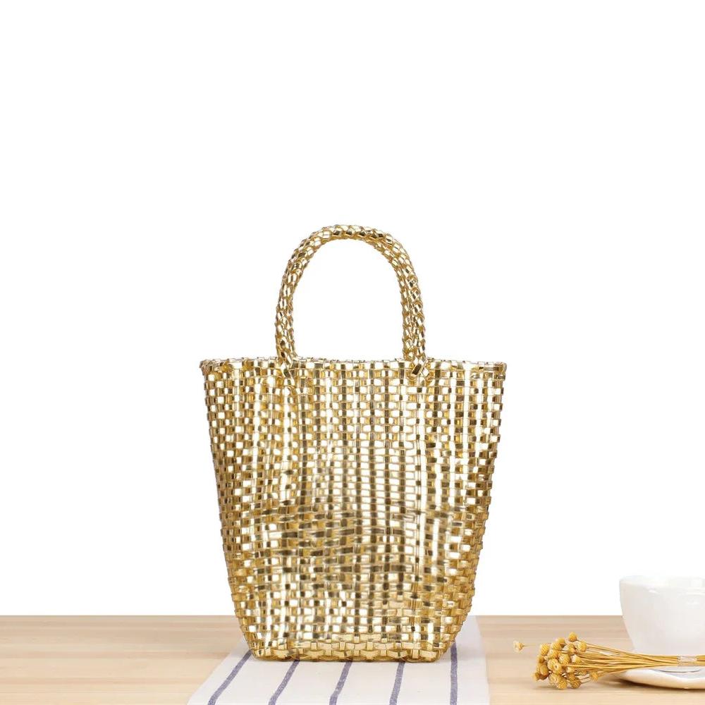 Gold vinyl woven bag