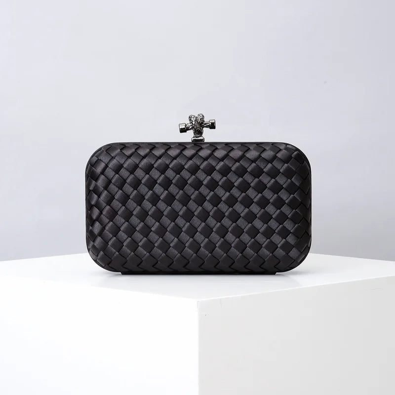 Woven Silk Faille Knot Clutch