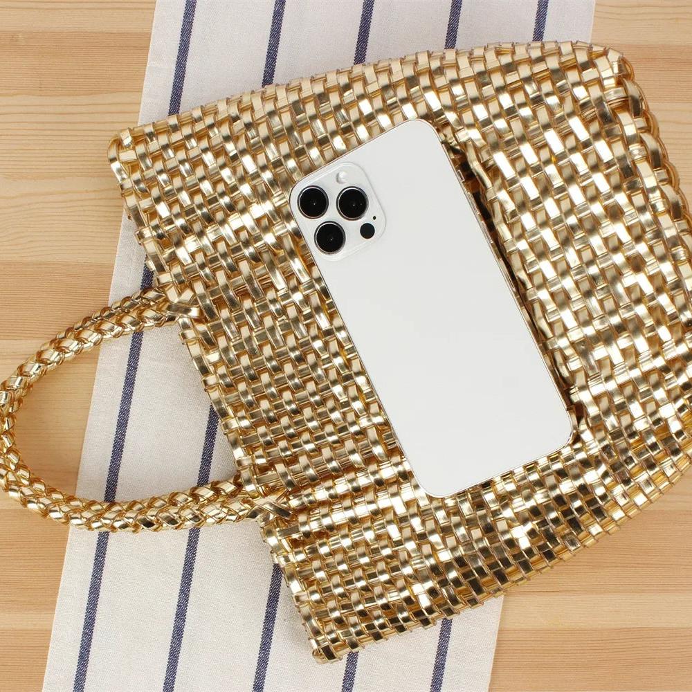 Gold vinyl woven bag