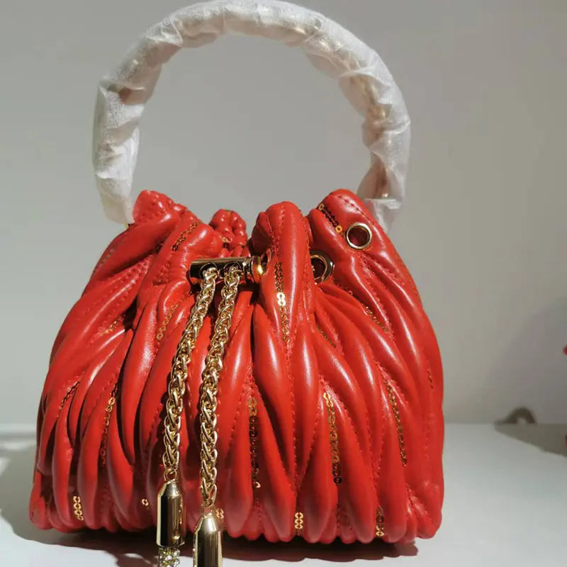 Sequins Pleated Women'S Bucket Bag