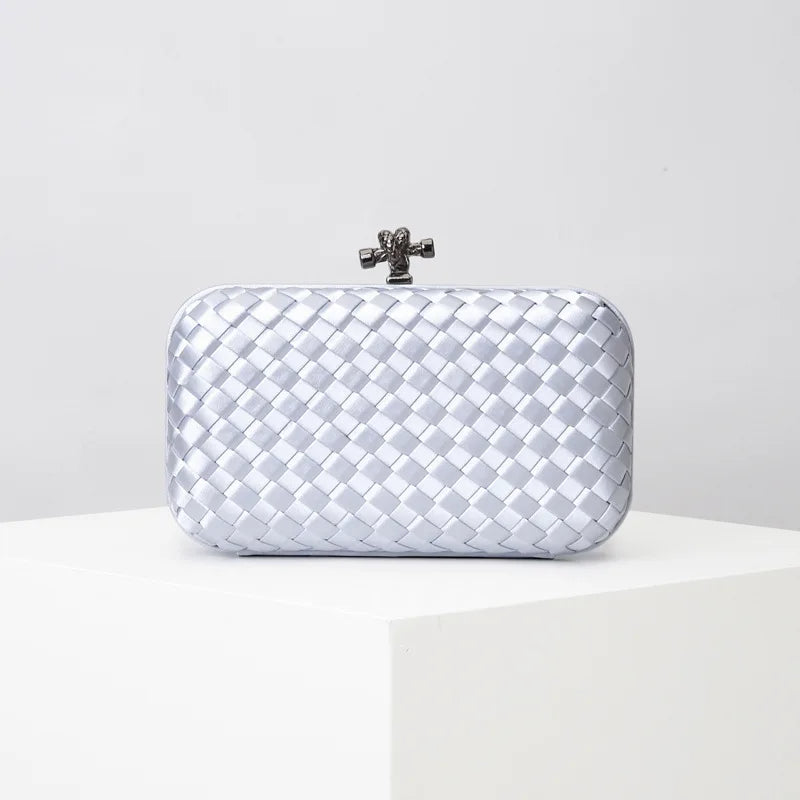 Woven Silk Faille Knot Clutch