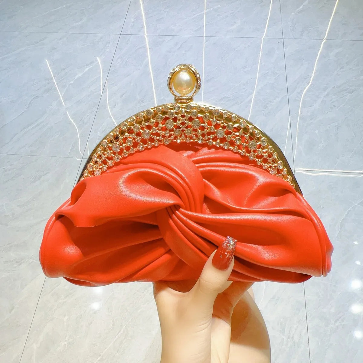 Pearl &amp; Crystal Embellished Evening Clutch