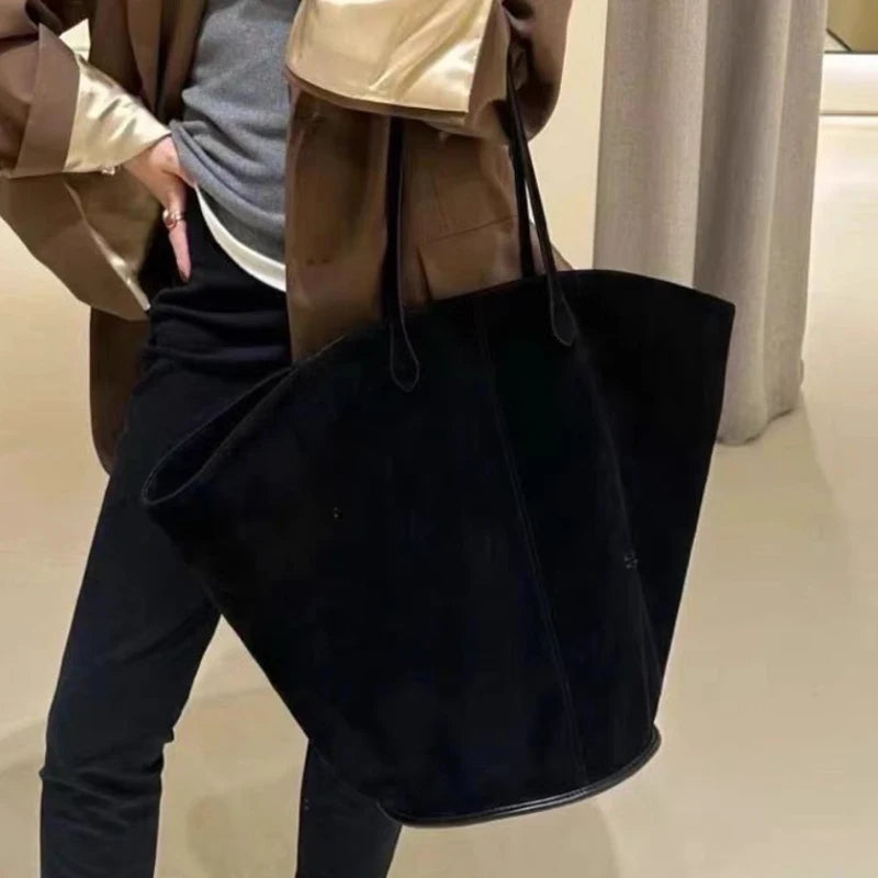 Oversized Bucket Suede Tote