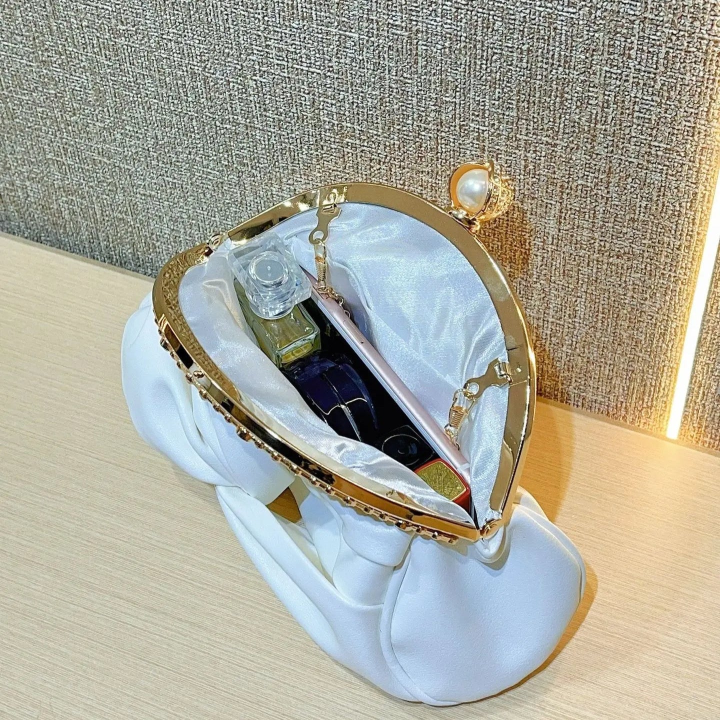 Pearl &amp; Crystal Embellished Evening Clutch