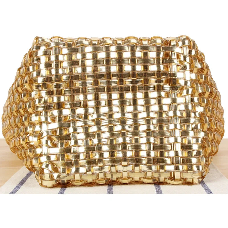 Gold vinyl woven bag