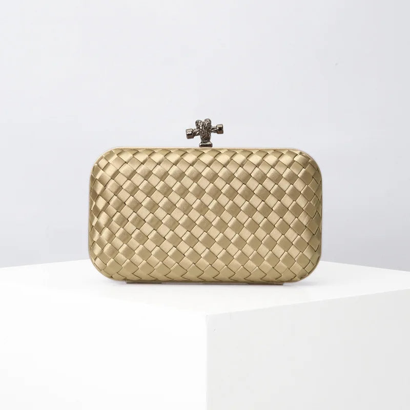 Woven Silk Faille Knot Clutch