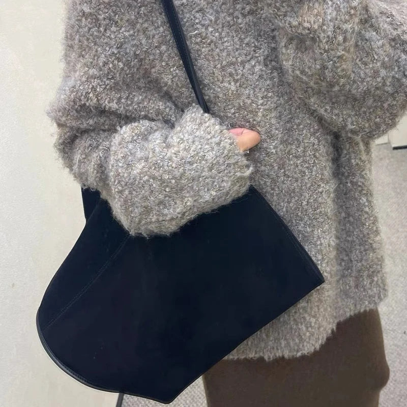 Oversized Bucket Suede Tote