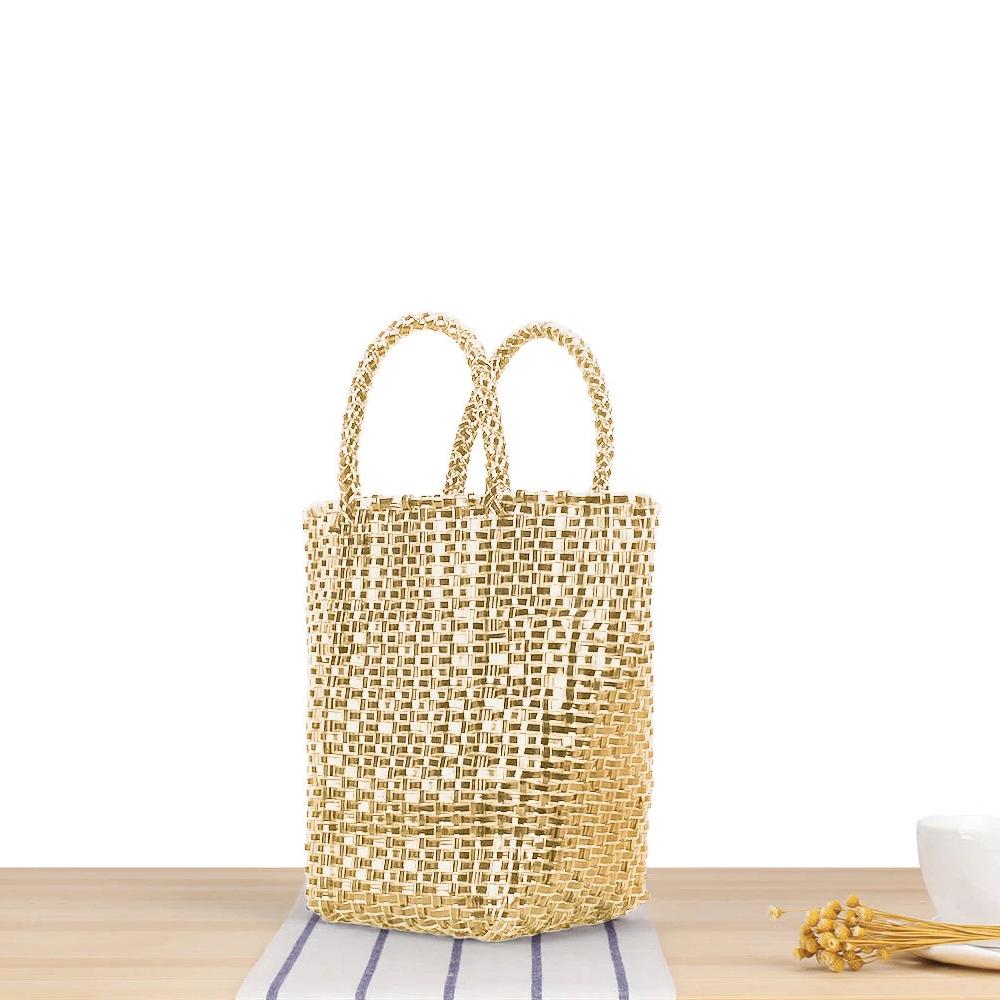 Gold vinyl woven bag