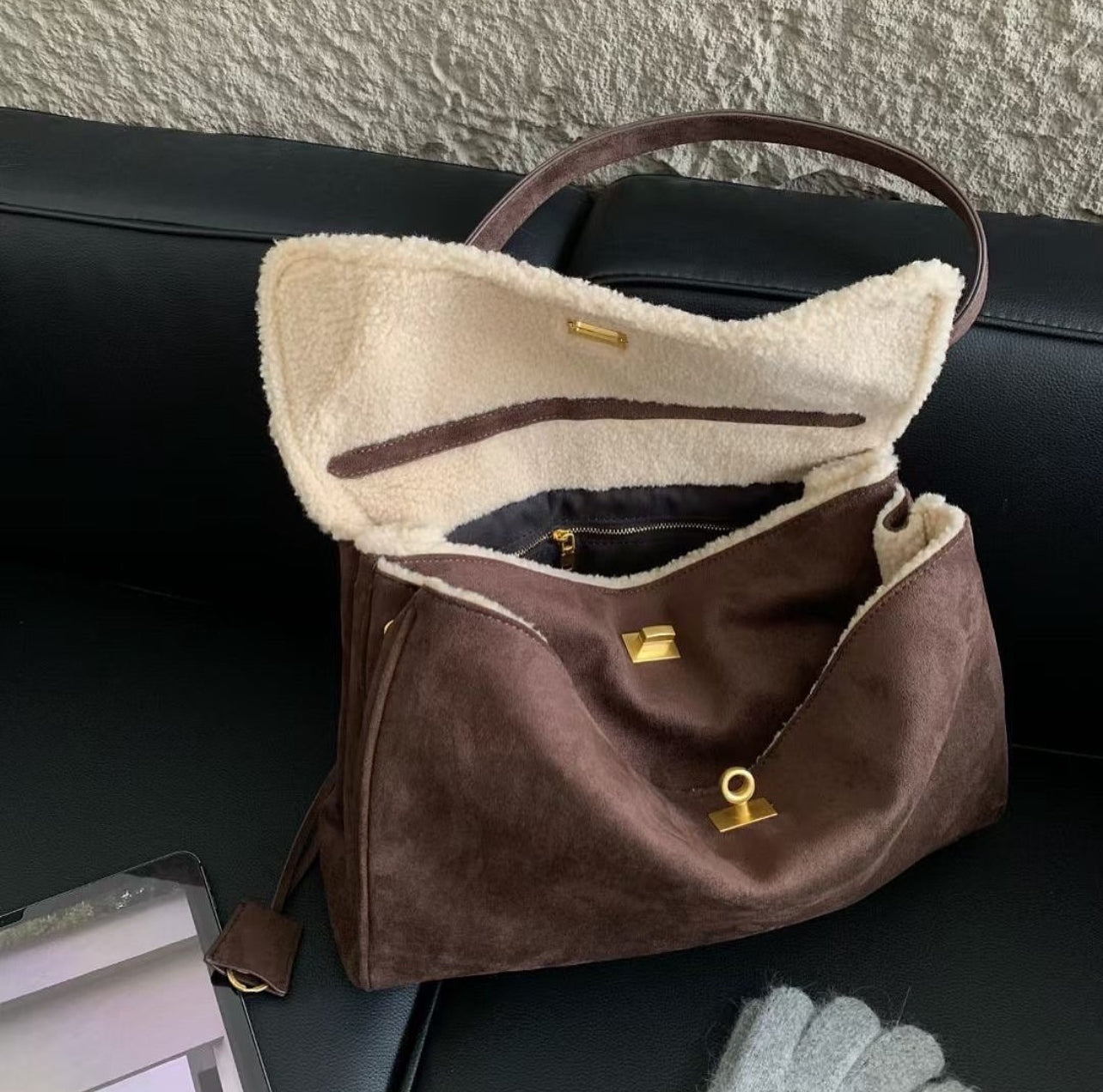 Rodeo suede top handle bag