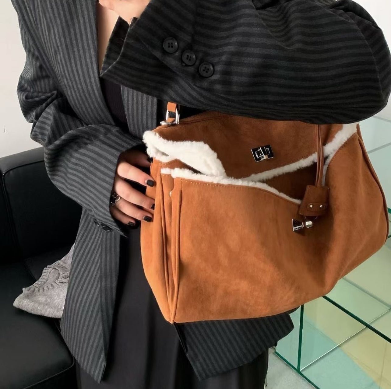 Rodeo suede top handle bag