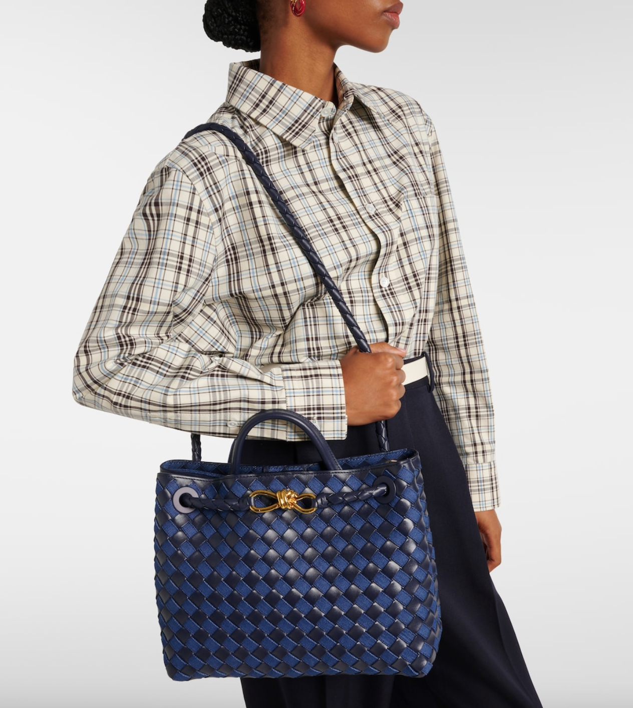 Andiamo Medium leather and denim tote bag