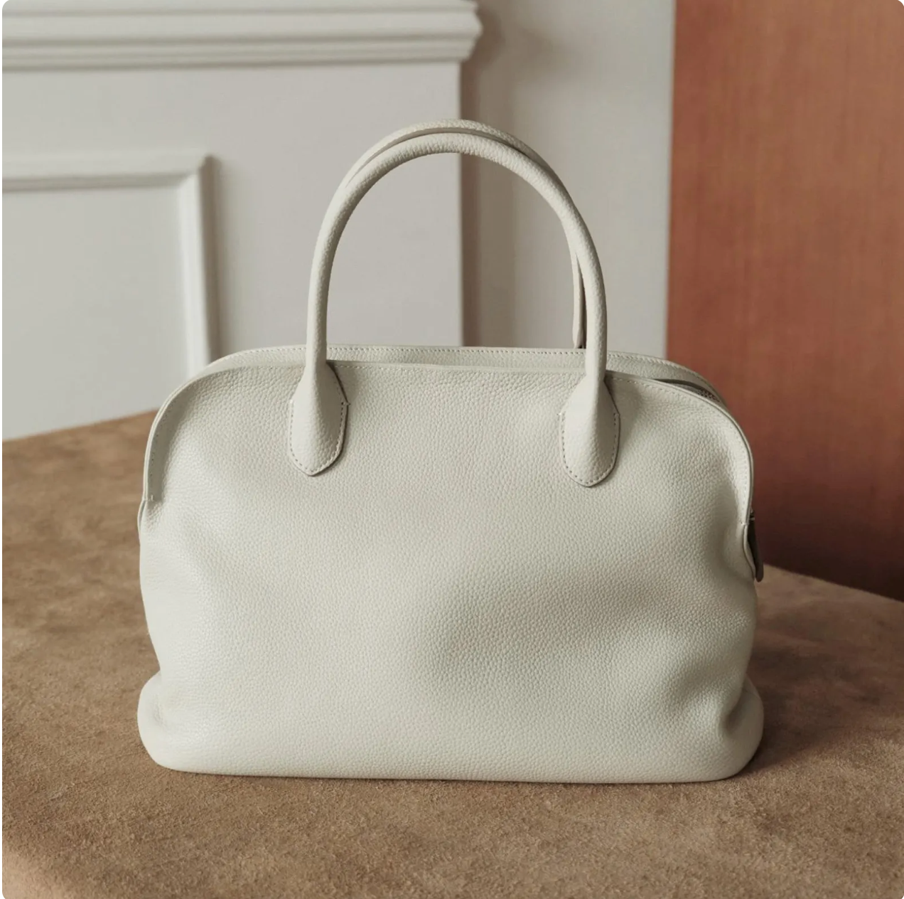 Pebbled Leather Top Handle Bag