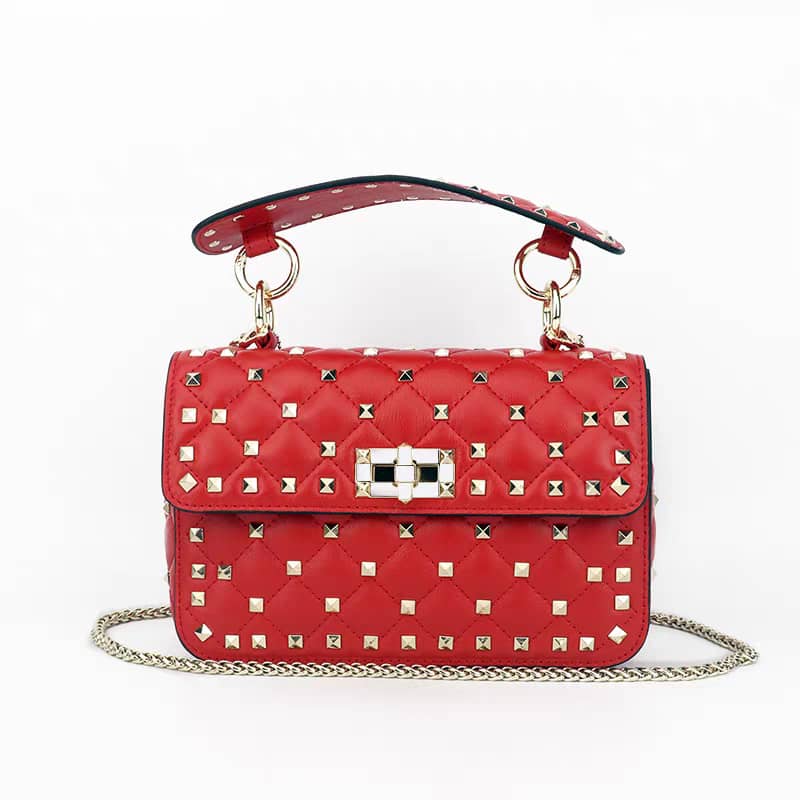 Studded Calfskin Leather Shoulder Bag