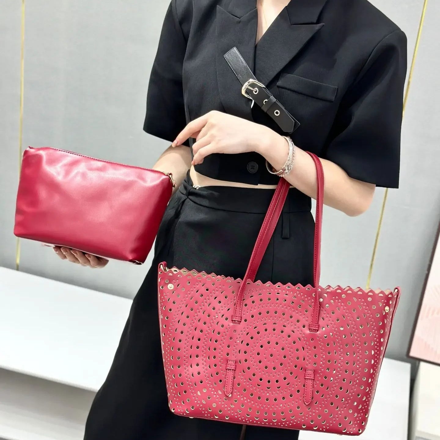 Mina leather tote