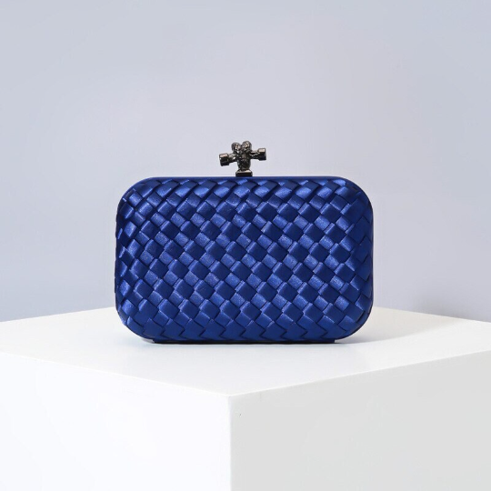 Woven Silk Faille Knot Clutch